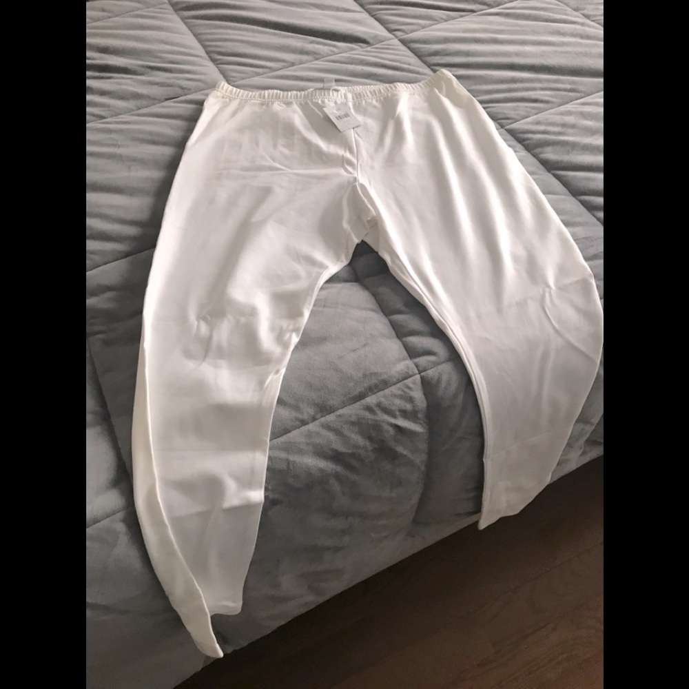 White casual cotton pants- elastic waist